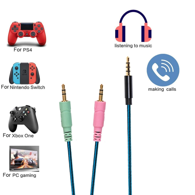 ZS0158 Straight Plug + Adapter Cable Gaming Headset Audio Cable for SteelSeries Arctis 3 / 5 / 7 (Blue)