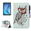 For Galaxy Tab E 8.0 / T377 Glasses Owl Pattern Horizontal Flip Leather Case with Holder & Wallet & Card Slots & Sleep / Wake-up Function & Pen Slot