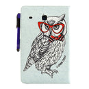For Galaxy Tab E 8.0 / T377 Glasses Owl Pattern Horizontal Flip Leather Case with Holder & Wallet & Card Slots & Sleep / Wake-up Function & Pen Slot