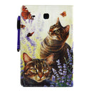 For Galaxy Tab E 9.6 / T560 Cats and Butterflies Pattern Horizontal Flip Leather Case with Holder & Wallet & Card Slots & Sleep / Wake-up Function & Pen Slot