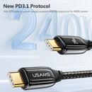 USAMS US-SJ580 U82 1.2m USB-C / Type-C to USB-C / Type-C 240W PD3.1 Charging Data Cable