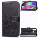 Lucky Clover Pressed Flowers Pattern Leather Case for Galaxy A40, with Holder & Card Slots & Wallet & Hand Strap (Black)