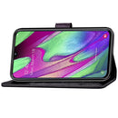 Lucky Clover Pressed Flowers Pattern Leather Case for Galaxy A40, with Holder & Card Slots & Wallet & Hand Strap (Black)