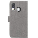 Lucky Clover Pressed Flowers Pattern Leather Case for Galaxy A40, with Holder & Card Slots & Wallet & Hand Strap (Grey)