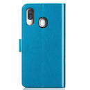 Lucky Clover Pressed Flowers Pattern Leather Case for Galaxy A40, with Holder & Card Slots & Wallet & Hand Strap (Blue)