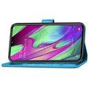 Lucky Clover Pressed Flowers Pattern Leather Case for Galaxy A40, with Holder & Card Slots & Wallet & Hand Strap (Blue)