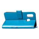 Lucky Clover Pressed Flowers Pattern Leather Case for Galaxy A40, with Holder & Card Slots & Wallet & Hand Strap (Blue)
