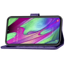 Lucky Clover Pressed Flowers Pattern Leather Case for Galaxy A40, with Holder & Card Slots & Wallet & Hand Strap (Purple)