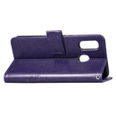 Lucky Clover Pressed Flowers Pattern Leather Case for Galaxy A40, with Holder & Card Slots & Wallet & Hand Strap (Purple)