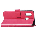 Lucky Clover Pressed Flowers Pattern Leather Case for Galaxy A40, with Holder & Card Slots & Wallet & Hand Strap (Rose Red)