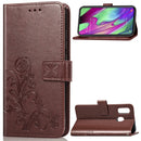 Lucky Clover Pressed Flowers Pattern Leather Case for Galaxy A40, with Holder & Card Slots & Wallet & Hand Strap (Brown)