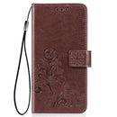 Lucky Clover Pressed Flowers Pattern Leather Case for Galaxy A40, with Holder & Card Slots & Wallet & Hand Strap (Brown)