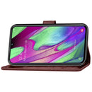 Lucky Clover Pressed Flowers Pattern Leather Case for Galaxy A40, with Holder & Card Slots & Wallet & Hand Strap (Brown)