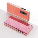Electroplating Mirror Horizontal Flip Leather Case for Galaxy A50 , with Holder (Rose Gold)