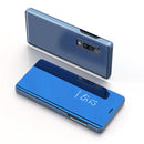 Electroplating Mirror Horizontal Flip Leather Case for Galaxy A50 , with Holder (Sky Blue)