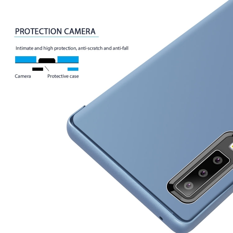 Electroplating Mirror Horizontal Flip Leather Case for Galaxy A70 , with Holder (Black)