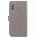 Lucky Clover Pressed Flowers Pattern Leather Case for Galaxy A7 (2018), with Holder & Card Slots & Wallet & Hand Strap (Grey)