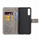 Lucky Clover Pressed Flowers Pattern Leather Case for Galaxy A7 (2018), with Holder & Card Slots & Wallet & Hand Strap (Grey)