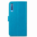 Lucky Clover Pressed Flowers Pattern Leather Case for Galaxy A7 (2018), with Holder & Card Slots & Wallet & Hand Strap (Blue)