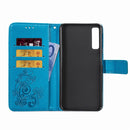 Lucky Clover Pressed Flowers Pattern Leather Case for Galaxy A7 (2018), with Holder & Card Slots & Wallet & Hand Strap (Blue)