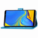 Lucky Clover Pressed Flowers Pattern Leather Case for Galaxy A7 (2018), with Holder & Card Slots & Wallet & Hand Strap (Blue)