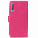 Lucky Clover Pressed Flowers Pattern Leather Case for Galaxy A7 (2018), with Holder & Card Slots & Wallet & Hand Strap (Magenta)