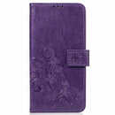 Lucky Clover Pressed Flowers Pattern Leather Case for Galaxy A7 (2018), with Holder & Card Slots & Wallet & Hand Strap (Purple)