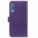 Lucky Clover Pressed Flowers Pattern Leather Case for Galaxy A7 (2018), with Holder & Card Slots & Wallet & Hand Strap (Purple)