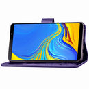 Lucky Clover Pressed Flowers Pattern Leather Case for Galaxy A7 (2018), with Holder & Card Slots & Wallet & Hand Strap (Purple)