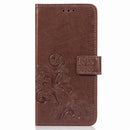 Lucky Clover Pressed Flowers Pattern Leather Case for Galaxy A7 (2018), with Holder & Card Slots & Wallet & Hand Strap (Brown)