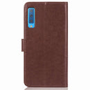 Lucky Clover Pressed Flowers Pattern Leather Case for Galaxy A7 (2018), with Holder & Card Slots & Wallet & Hand Strap (Brown)