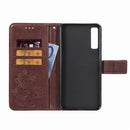 Lucky Clover Pressed Flowers Pattern Leather Case for Galaxy A7 (2018), with Holder & Card Slots & Wallet & Hand Strap (Brown)