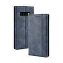 Magnetic Buckle Retro Crazy Horse Texture Horizontal Flip Leather Case for Galaxy S10 (5G), with Holder & Card Slots & Photo Frame(Blue)