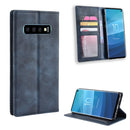Magnetic Buckle Retro Crazy Horse Texture Horizontal Flip Leather Case for Galaxy S10 (5G), with Holder & Card Slots & Photo Frame(Blue)