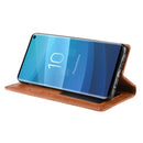 Magnetic Buckle Retro Crazy Horse Texture Horizontal Flip Leather Case for Galaxy S10 (5G), with Holder & Card Slots & Photo Frame(Brown)