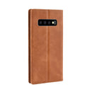 Magnetic Buckle Retro Crazy Horse Texture Horizontal Flip Leather Case for Galaxy S10 (5G), with Holder & Card Slots & Photo Frame(Brown)