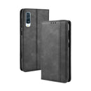 Magnetic Buckle Retro Crazy Horse Texture Horizontal Flip Leather Case for Galaxy A70, with Holder & Card Slots & Photo Frame(Black)