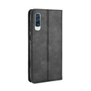 Magnetic Buckle Retro Crazy Horse Texture Horizontal Flip Leather Case for Galaxy A70, with Holder & Card Slots & Photo Frame(Black)