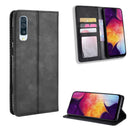 Magnetic Buckle Retro Crazy Horse Texture Horizontal Flip Leather Case for Galaxy A70, with Holder & Card Slots & Photo Frame(Black)