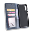 Magnetic Buckle Retro Crazy Horse Texture Horizontal Flip Leather Case for Galaxy A70, with Holder & Card Slots & Photo Frame(Blue)