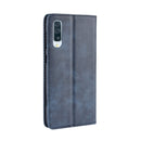 Magnetic Buckle Retro Crazy Horse Texture Horizontal Flip Leather Case for Galaxy A70, with Holder & Card Slots & Photo Frame(Blue)
