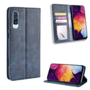 Magnetic Buckle Retro Crazy Horse Texture Horizontal Flip Leather Case for Galaxy A70, with Holder & Card Slots & Photo Frame(Blue)
