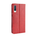 Magnetic Buckle Retro Crazy Horse Texture Horizontal Flip Leather Case for Galaxy A70, with Holder & Card Slots & Photo Frame(Red)