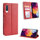 Magnetic Buckle Retro Crazy Horse Texture Horizontal Flip Leather Case for Galaxy A70, with Holder & Card Slots & Photo Frame(Red)