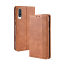 Magnetic Buckle Retro Crazy Horse Texture Horizontal Flip Leather Case for Galaxy A70, with Holder & Card Slots & Photo Frame(Brown)