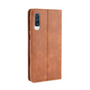 Magnetic Buckle Retro Crazy Horse Texture Horizontal Flip Leather Case for Galaxy A70, with Holder & Card Slots & Photo Frame(Brown)
