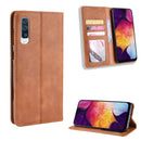 Magnetic Buckle Retro Crazy Horse Texture Horizontal Flip Leather Case for Galaxy A70, with Holder & Card Slots & Photo Frame(Brown)