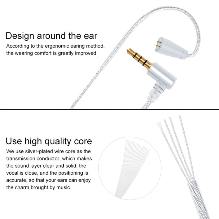 IE80 Plug Silver-plated Headphone Wire with Mic(Silver)