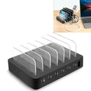 008PD Multi-function AC 100V~240V 6 Ports USB-C PD Detachable Charging Station Smart Charger, US/EU/UK/AU/Japanese Plug(Black)