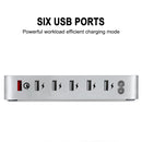 008PD Multi-function AC 100V~240V 6 Ports USB-C PD Detachable Charging Station Smart Charger, US/EU/UK/AU/Japanese Plug(Silver)